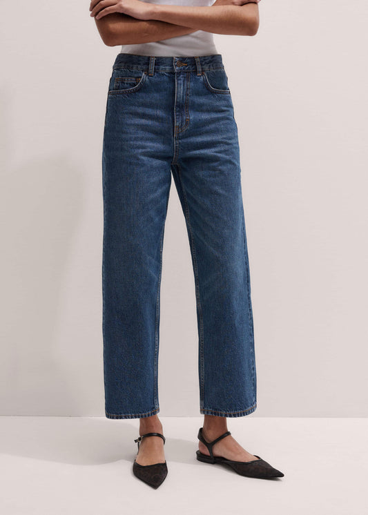Dark Blue Straight Crop Jean