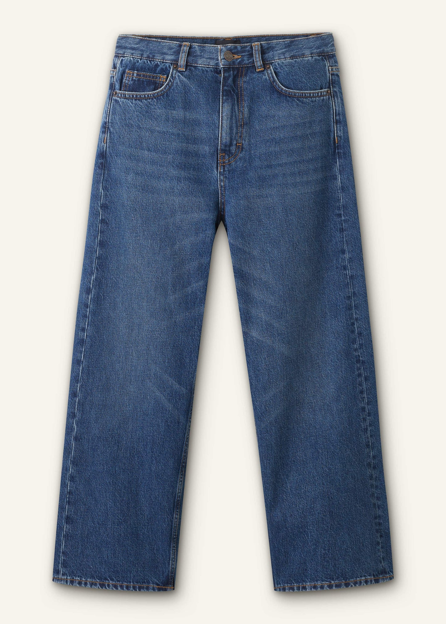 Dark Blue Straight Crop Jean