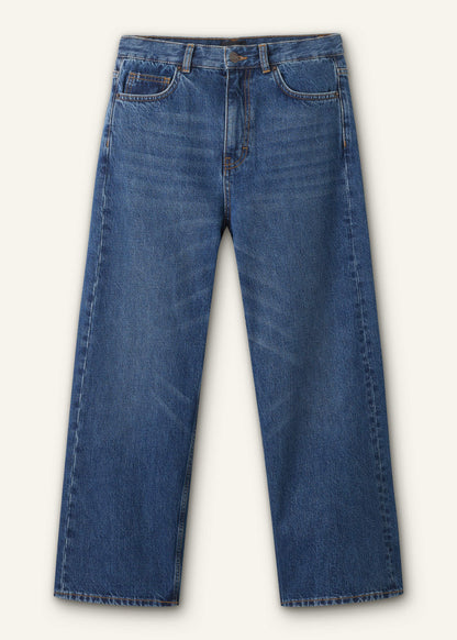 Dark Blue Straight Crop Jean