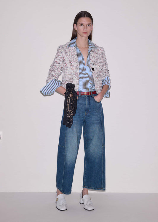 Blue Exaggerated Crop Jean