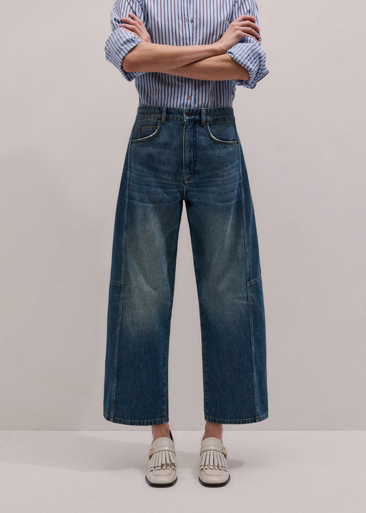 Blue Exaggerated Crop Jean