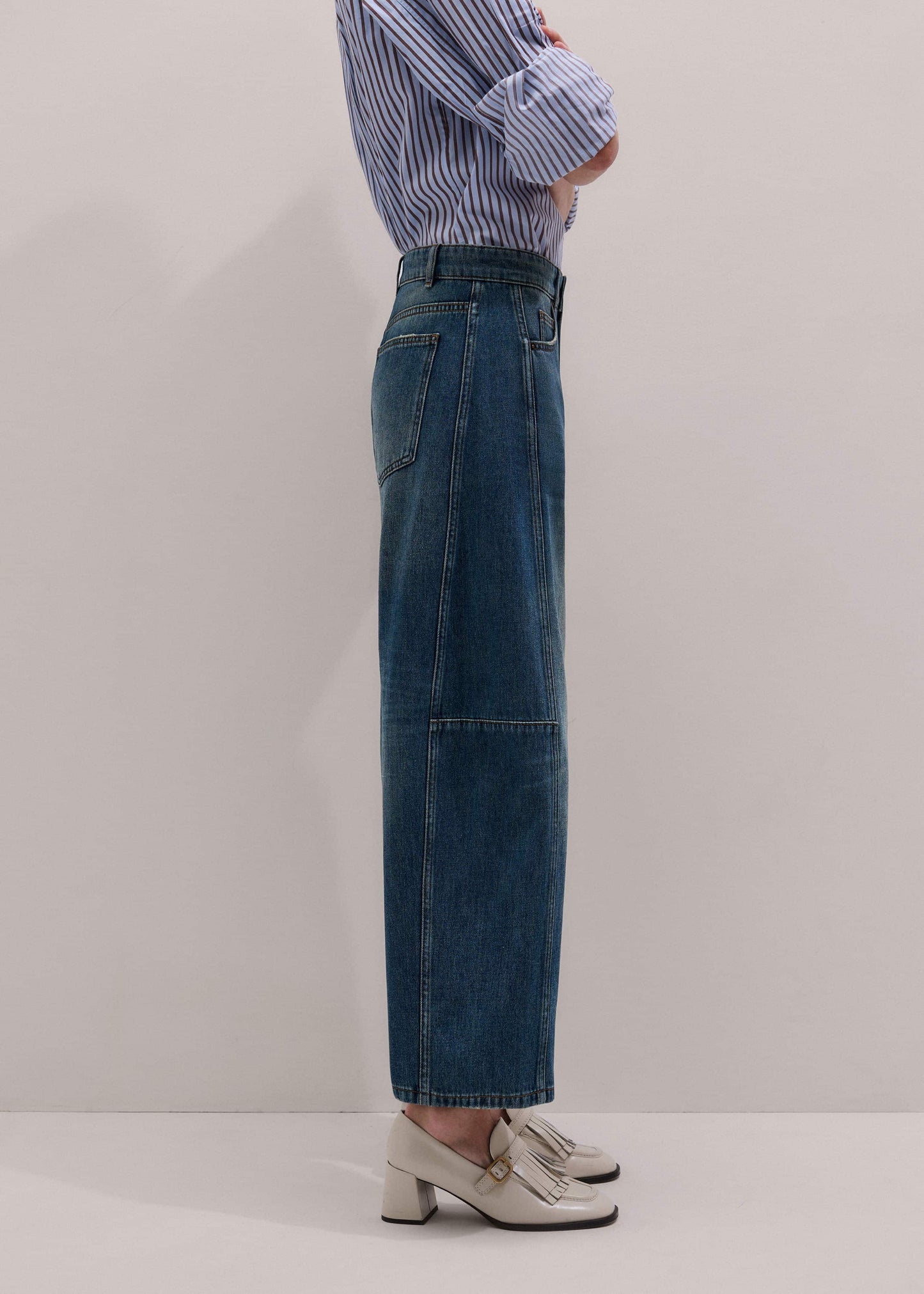 Blue Exaggerated Crop Jean