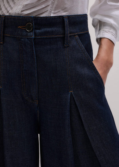 Dark Blue Pleat Very Wide Pant