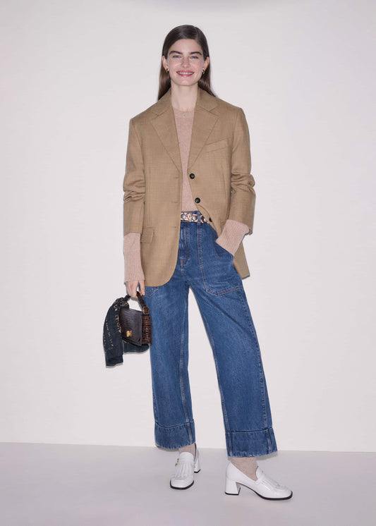 Dark Wash Turn-Up Straight Jean