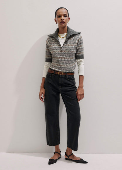 Black Straight Cropped Relaxed Jean