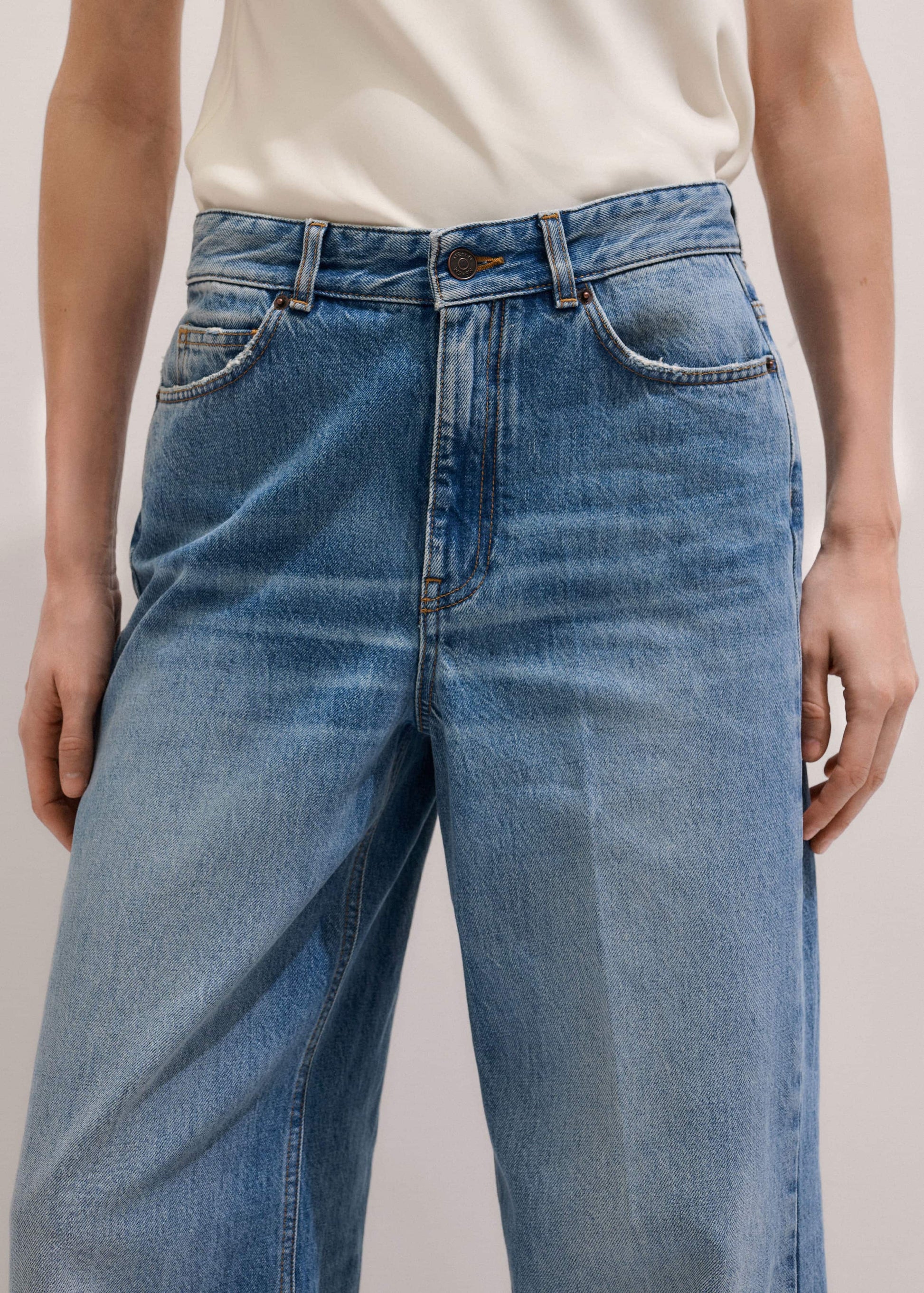 Mid Blue Straight Ankle Grazer Jean