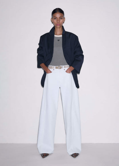 White Exaggerated Taper Jean
