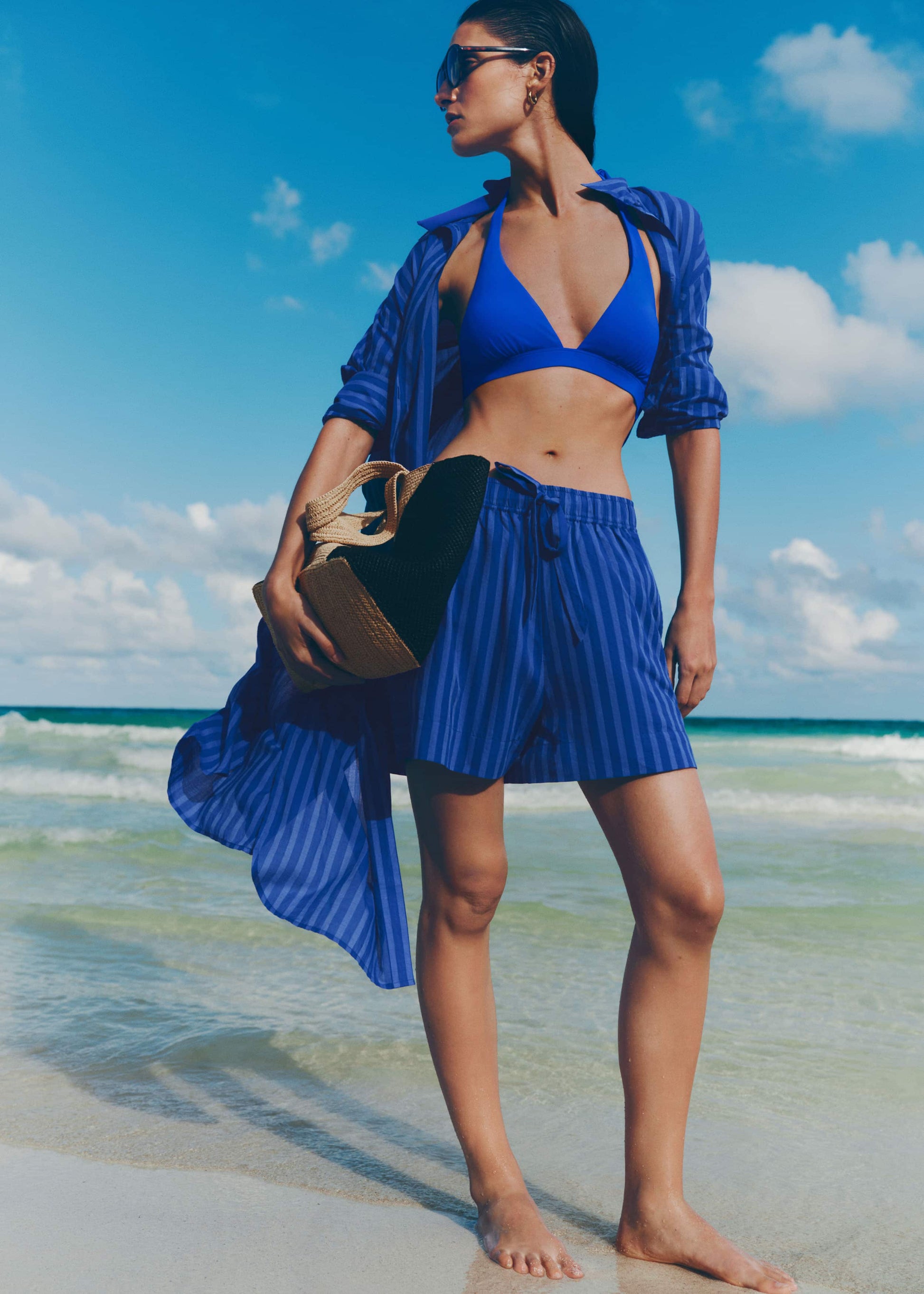 Blue Striped Beach Short