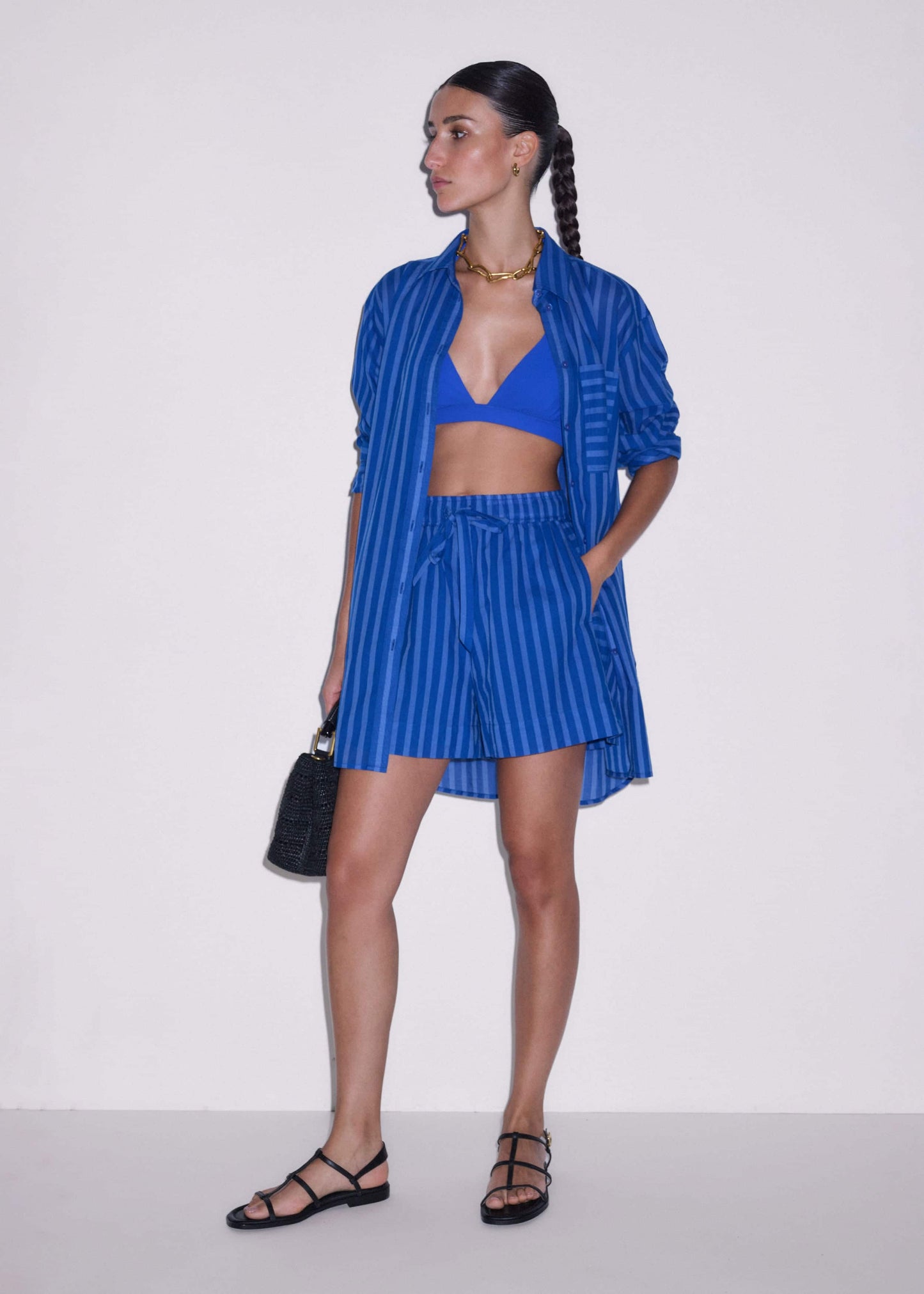 Blue Striped Beach Short