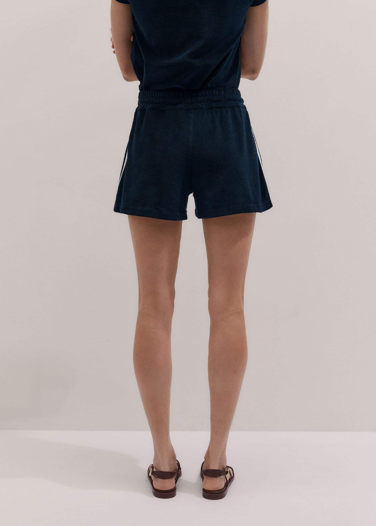 Navy Rib Trim Track Short