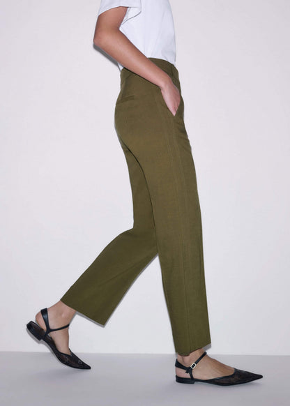 Olive Green Slim Crop Pant
