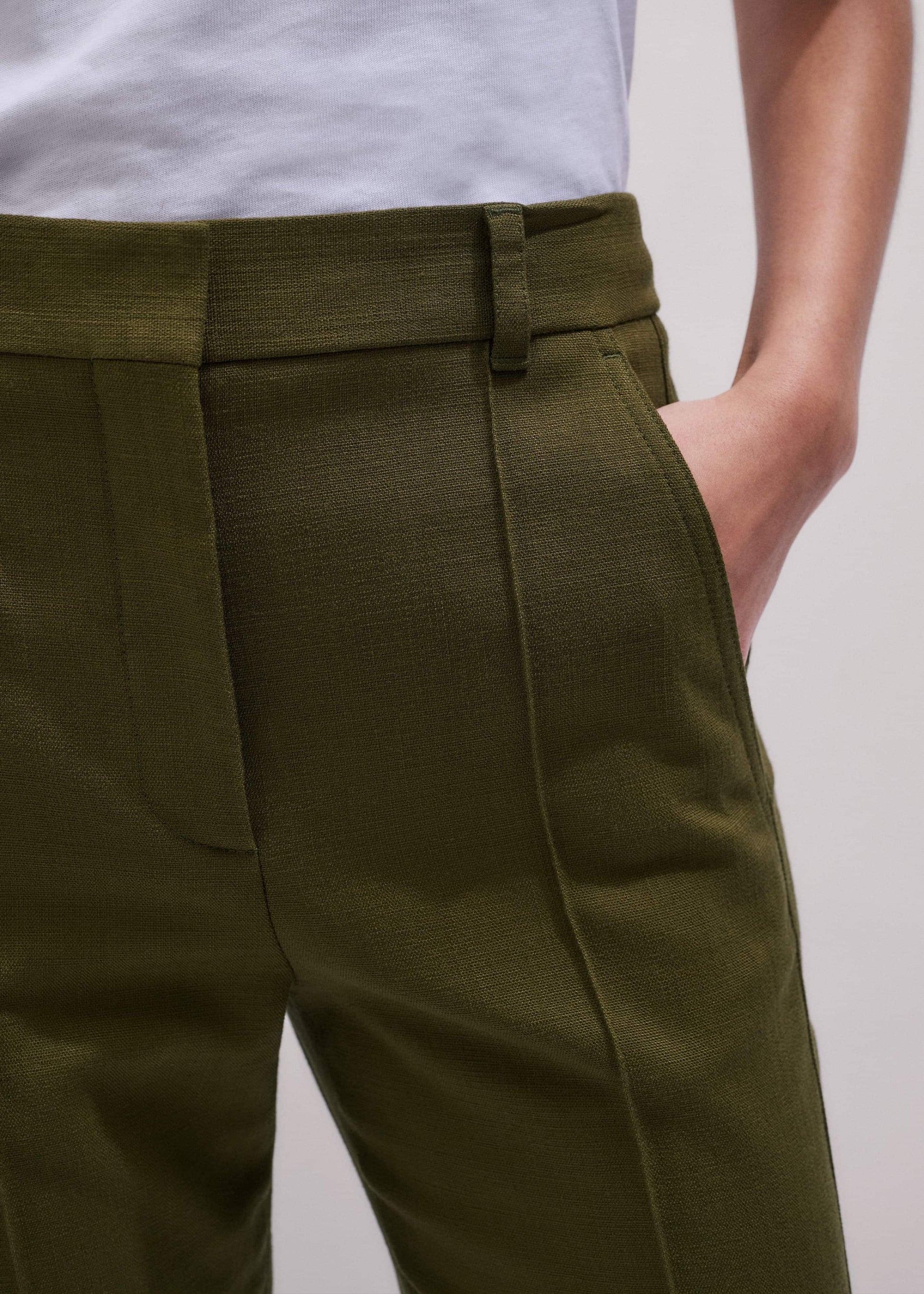 Olive Green Slim Crop Pant