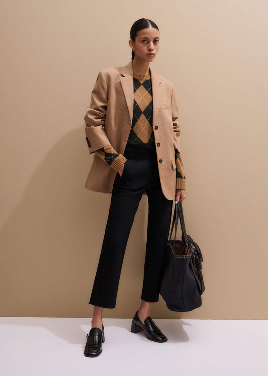 Black Travel Tailoring Pull On Slim Crop Pant