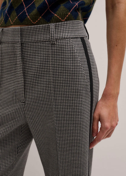 Ivory Houndstooth Straight Crop Trouser