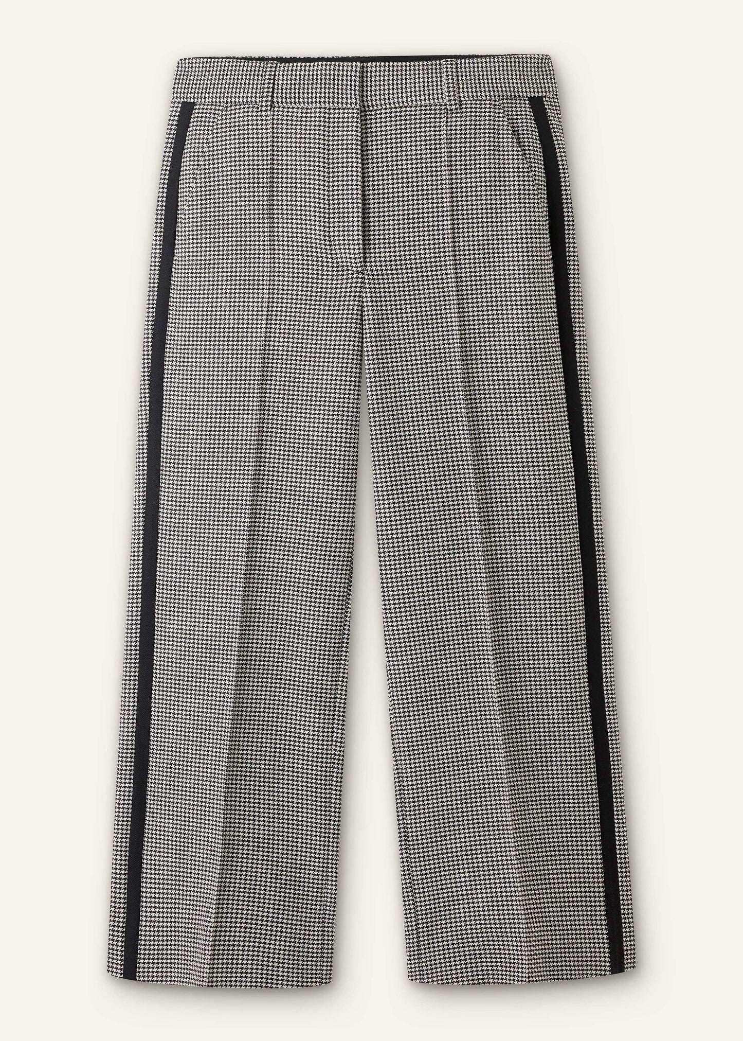 Ivory Houndstooth Straight Crop Trouser