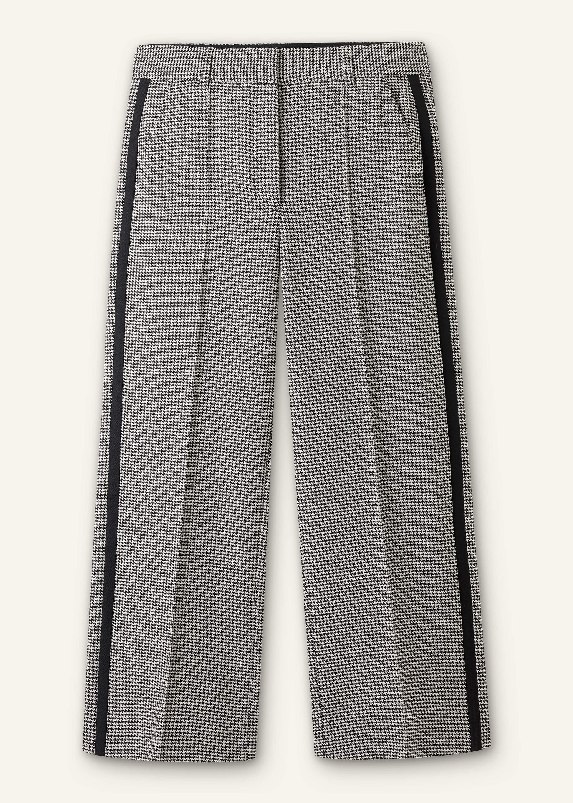 Ivory Houndstooth Straight Crop Trouser