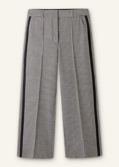 Ivory Houndstooth Straight Crop Trouser