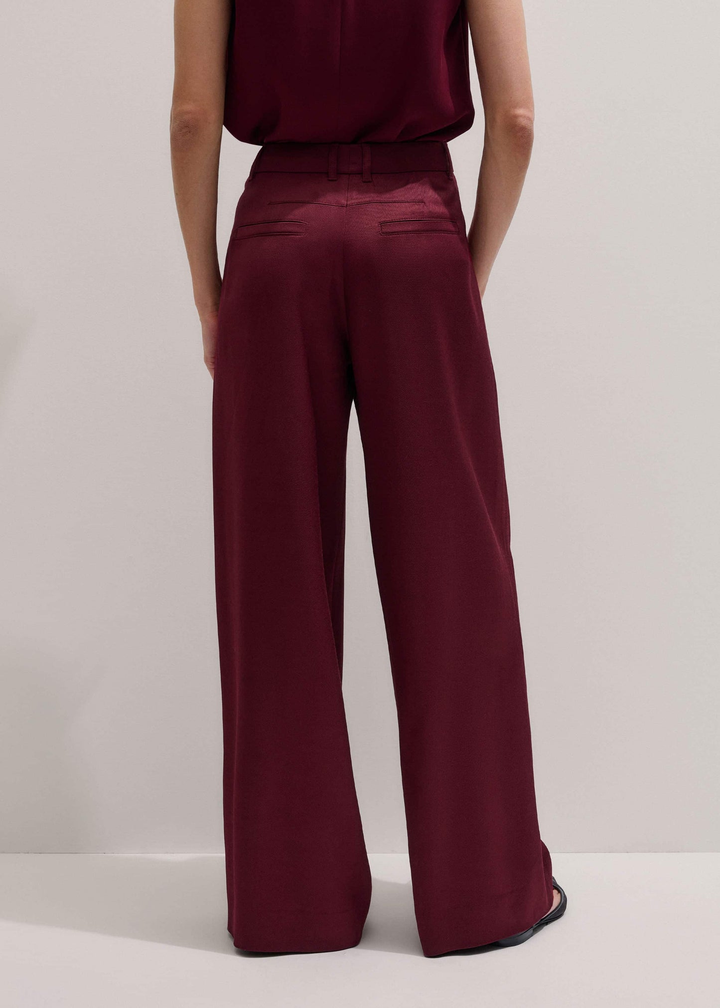 Red Wool Event Ready Pleat Straight-Leg Pant