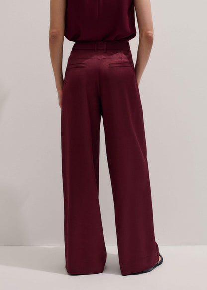 Red Wool Event Ready Pleat Straight-Leg Pant