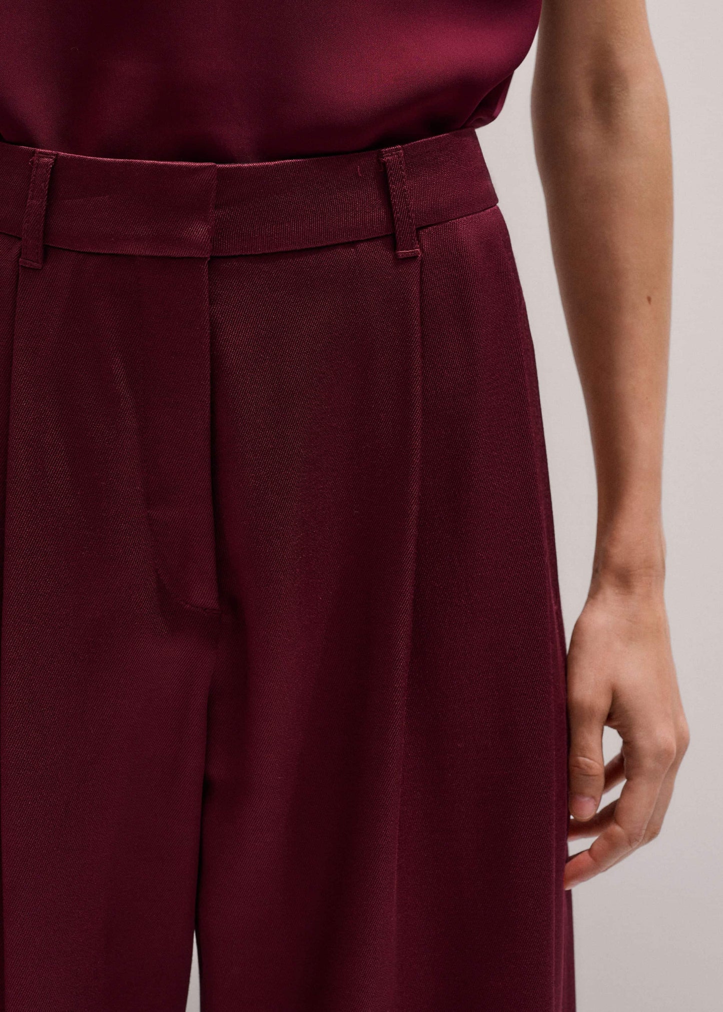 Red Wool Event Ready Pleat Straight-Leg Pant