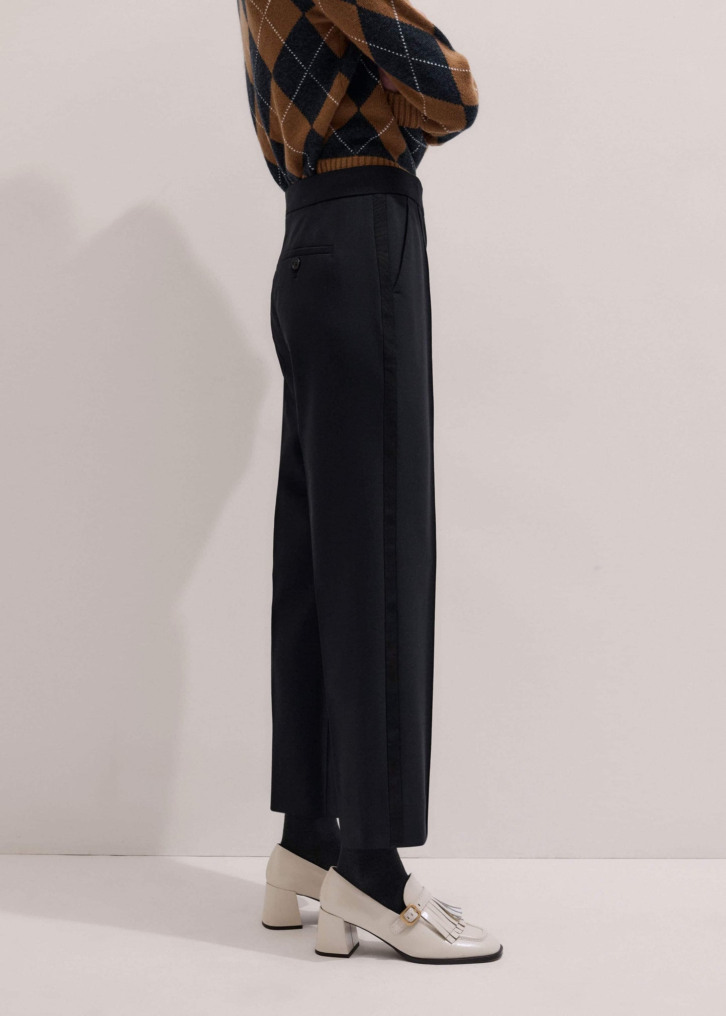 Black Slim Crop Tux Pant | Pants