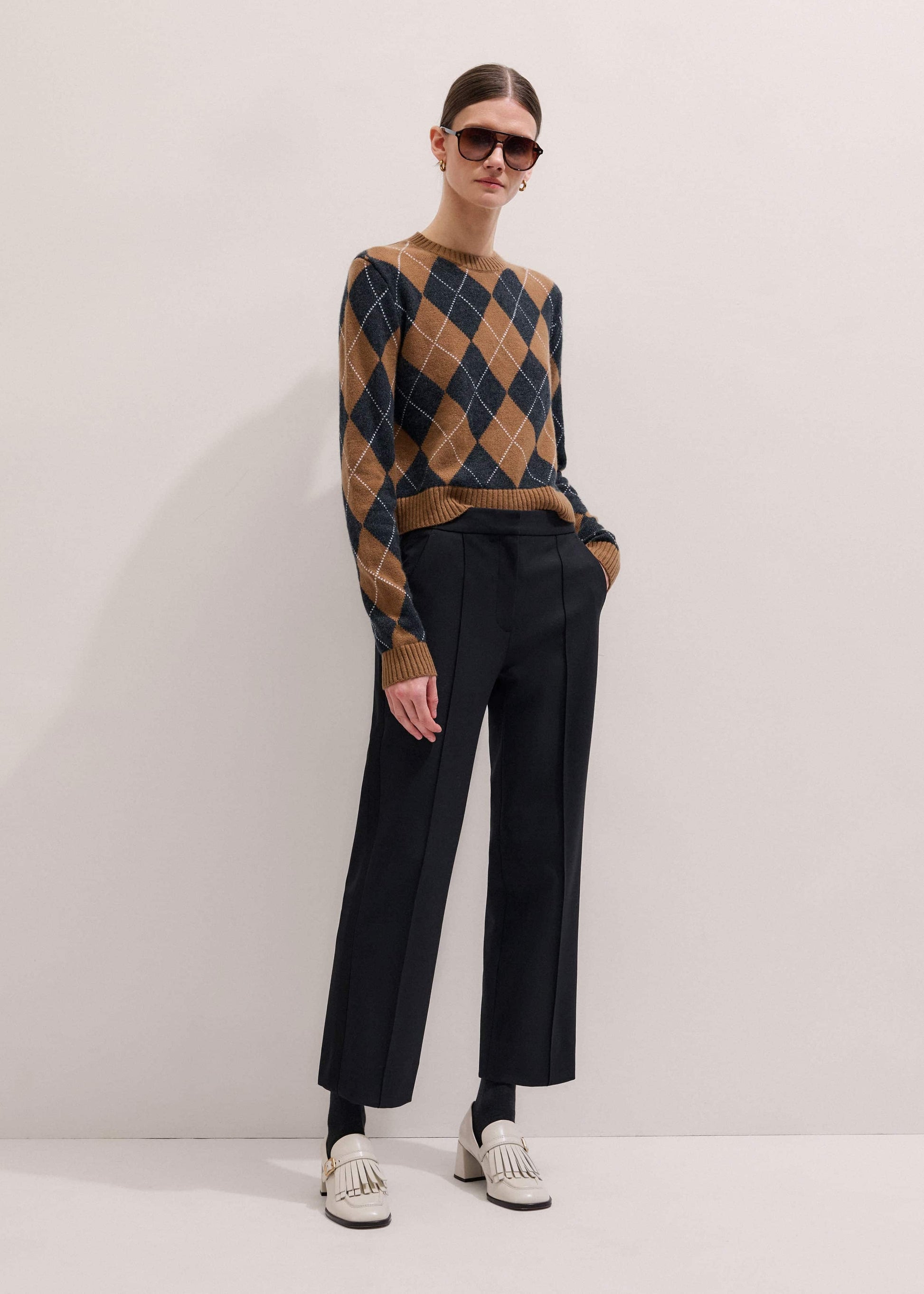 Black Slim Crop Tux Pant | Pants