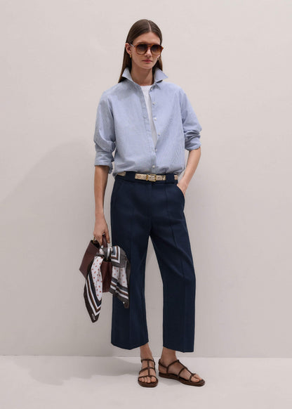 Navy Straight Crop Pant