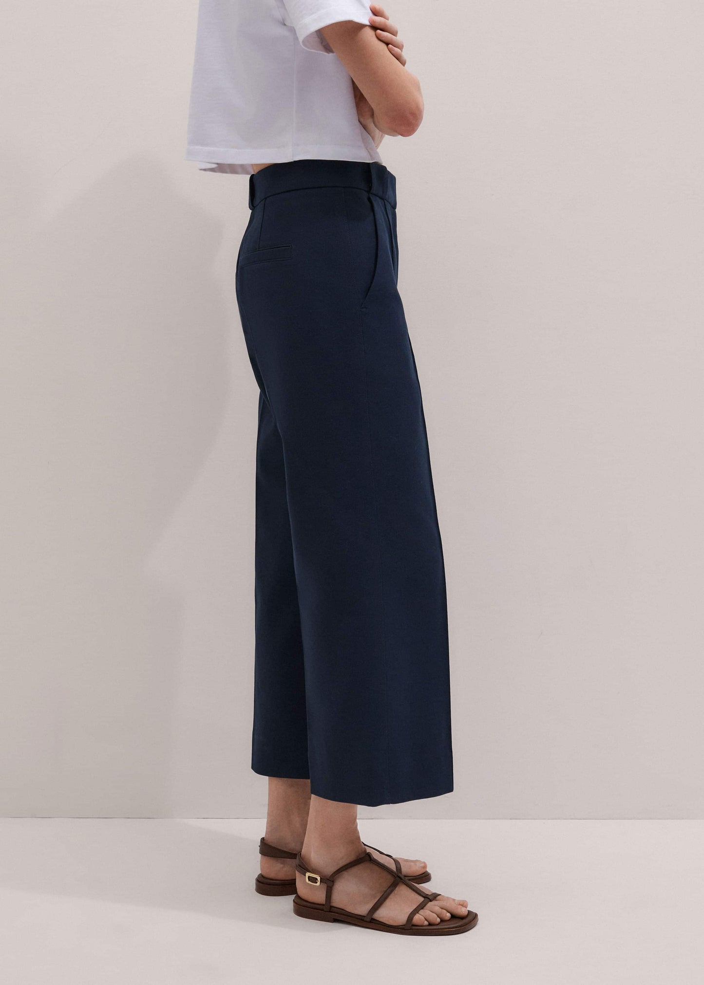 Navy Straight Crop Pant