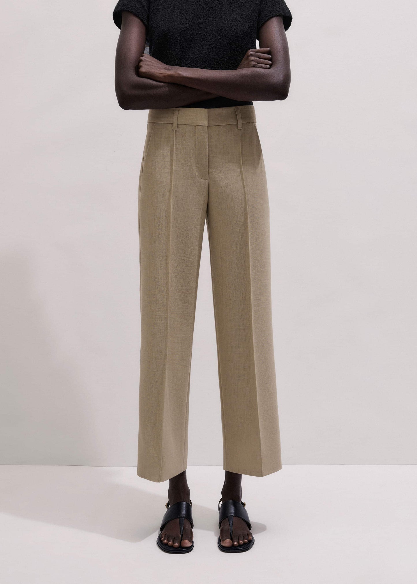 Sand Tailored Straight Crop Pant