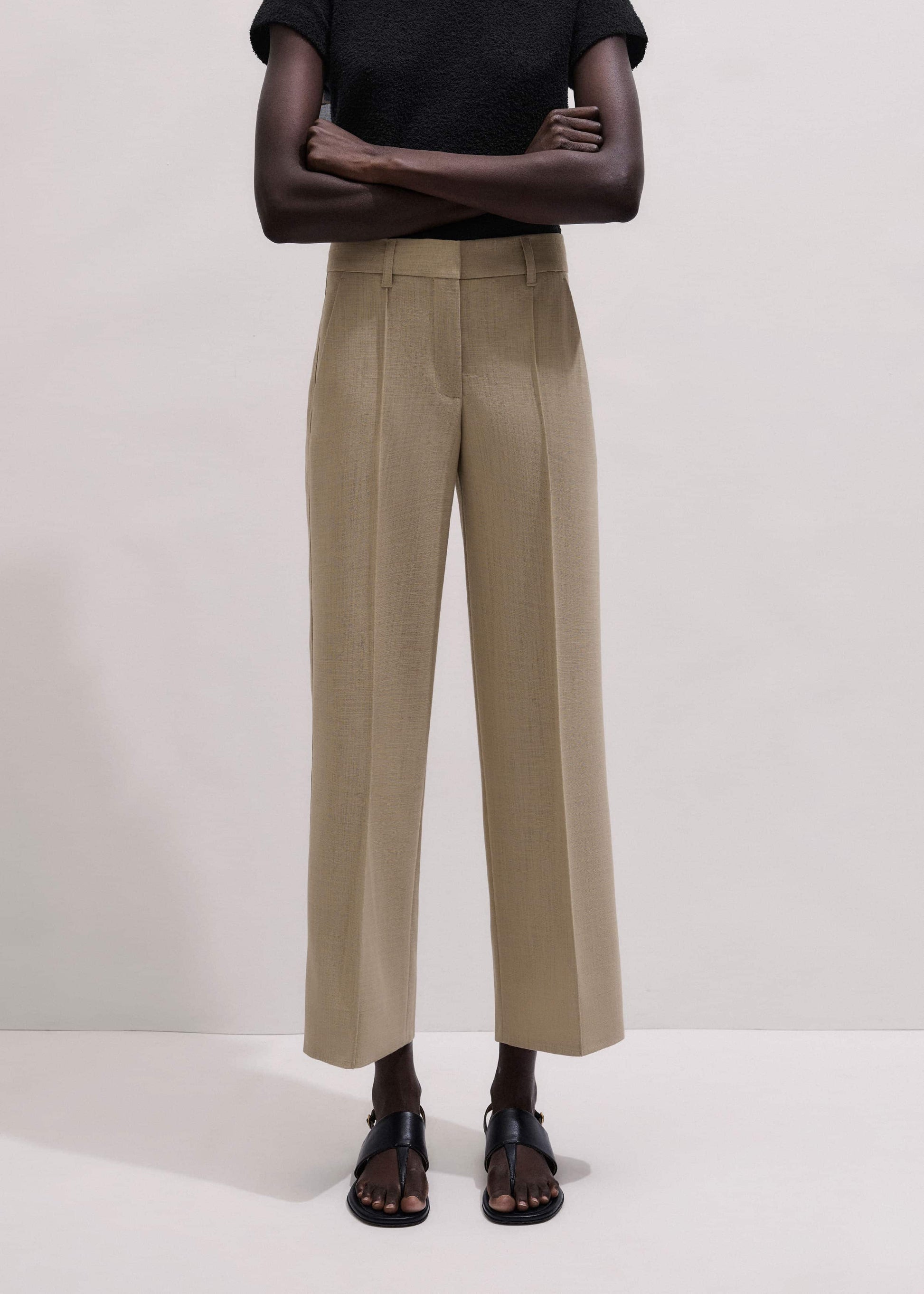 Sand Tailored Straight Crop Pant
