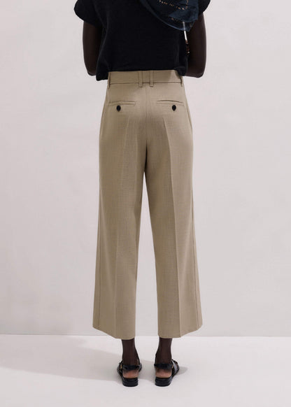Sand Tailored Straight Crop Pant
