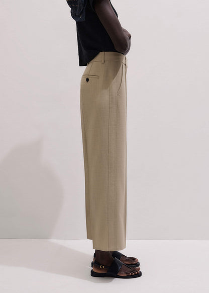 Sand Tailored Straight Crop Pant