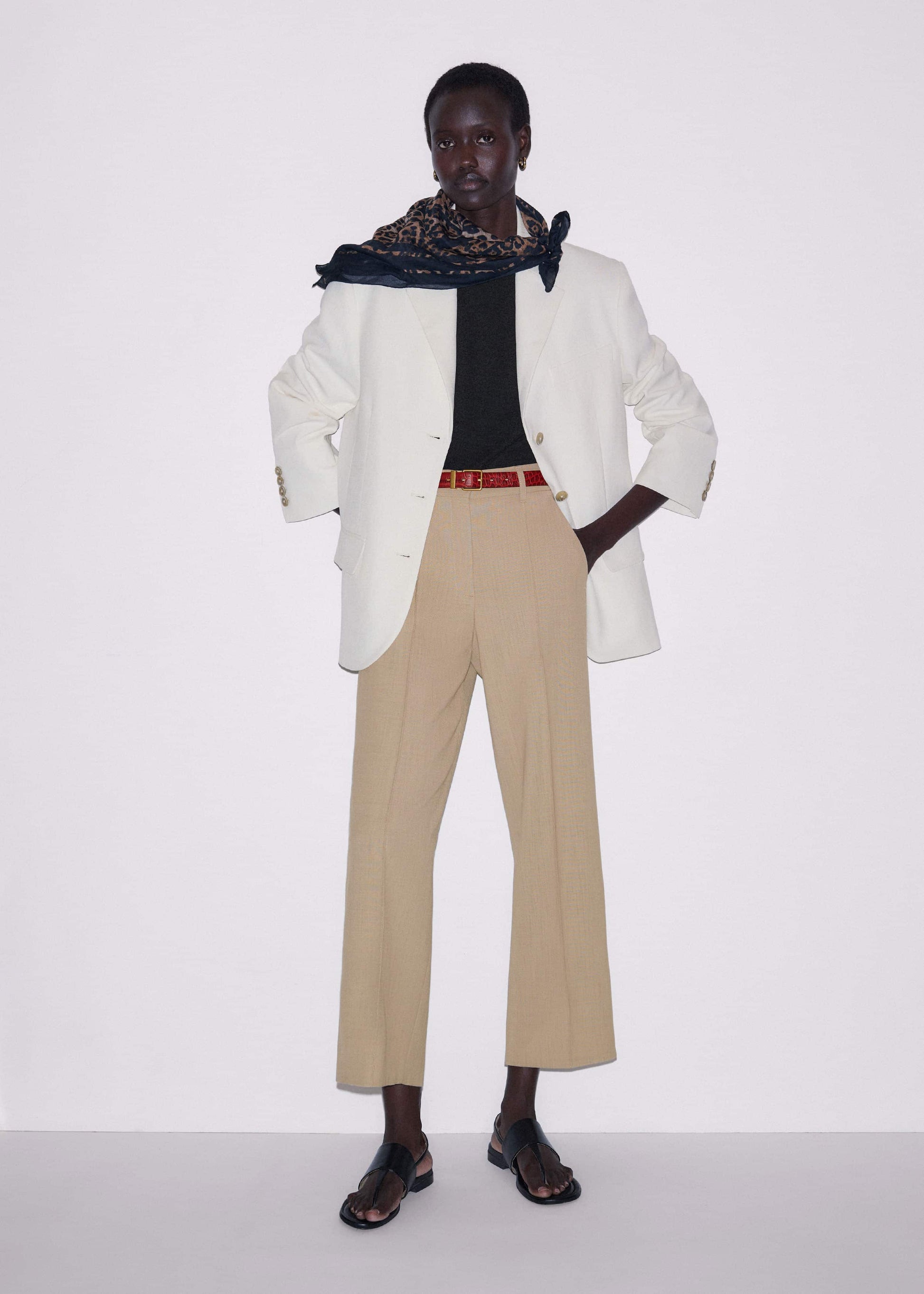 Sand Tailored Straight Crop Pant