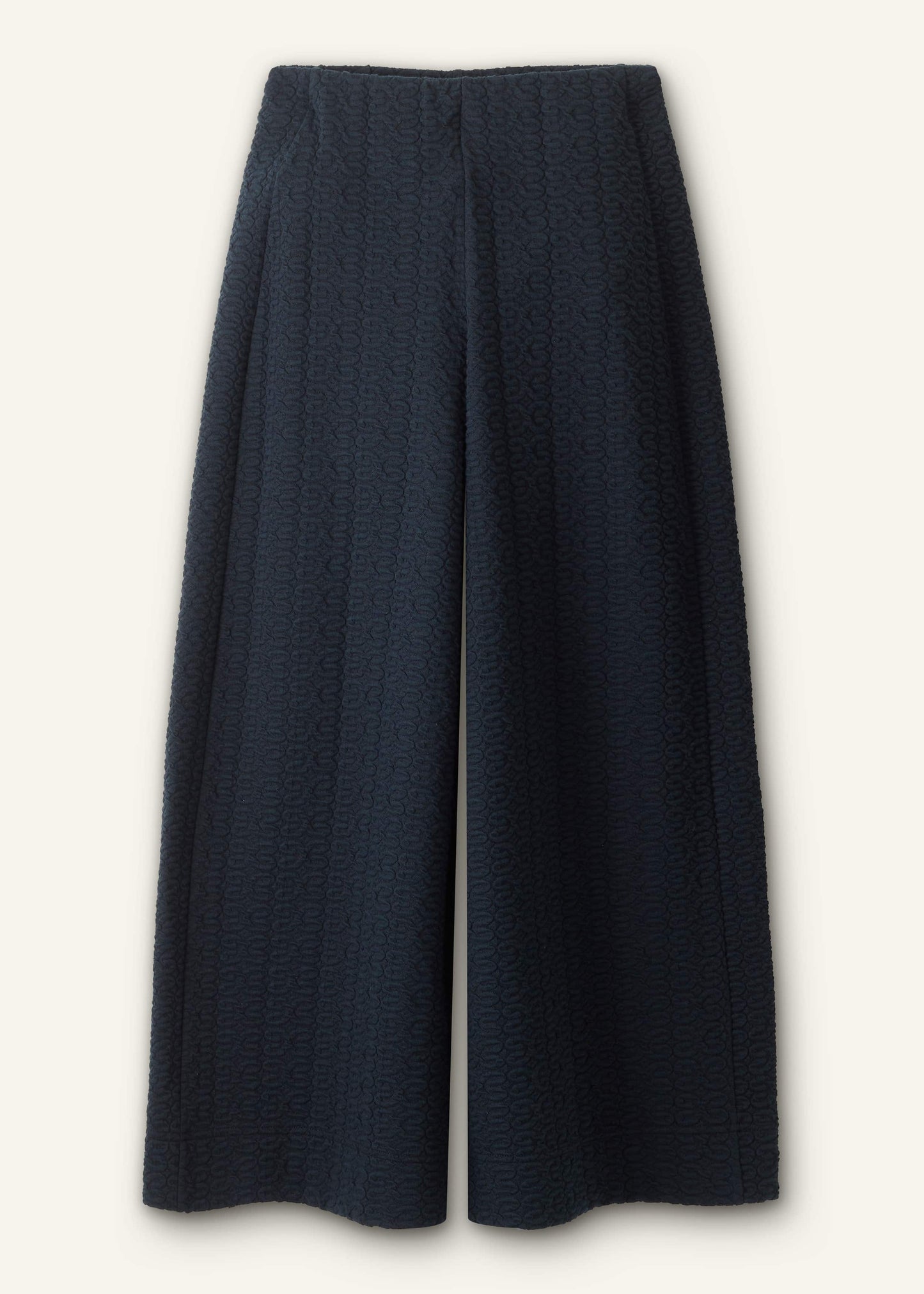 Navy Curling Cross Jacquard Cropped Pant