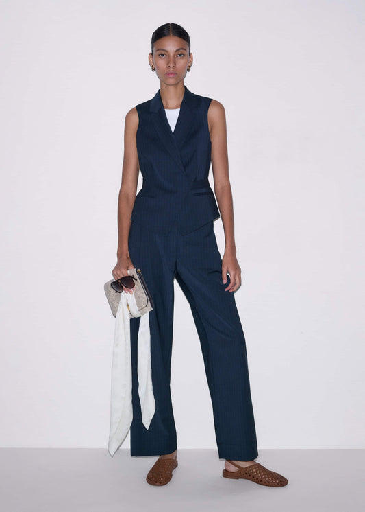 Navy Pinstripe Clever Pant