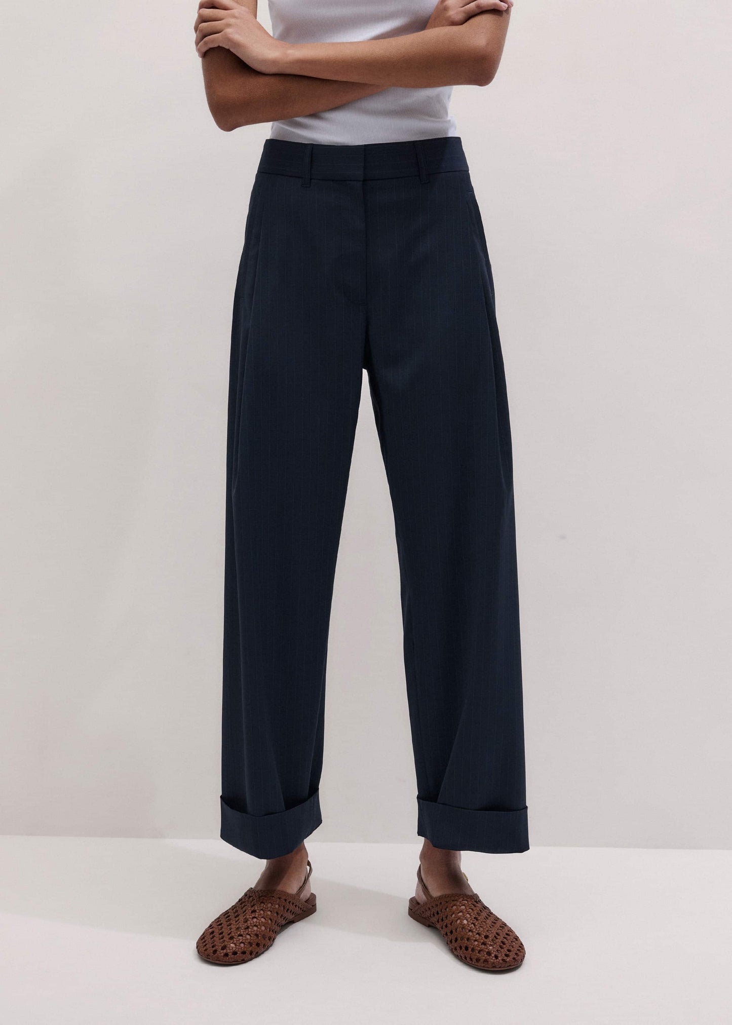 Navy Pinstripe Clever Pant