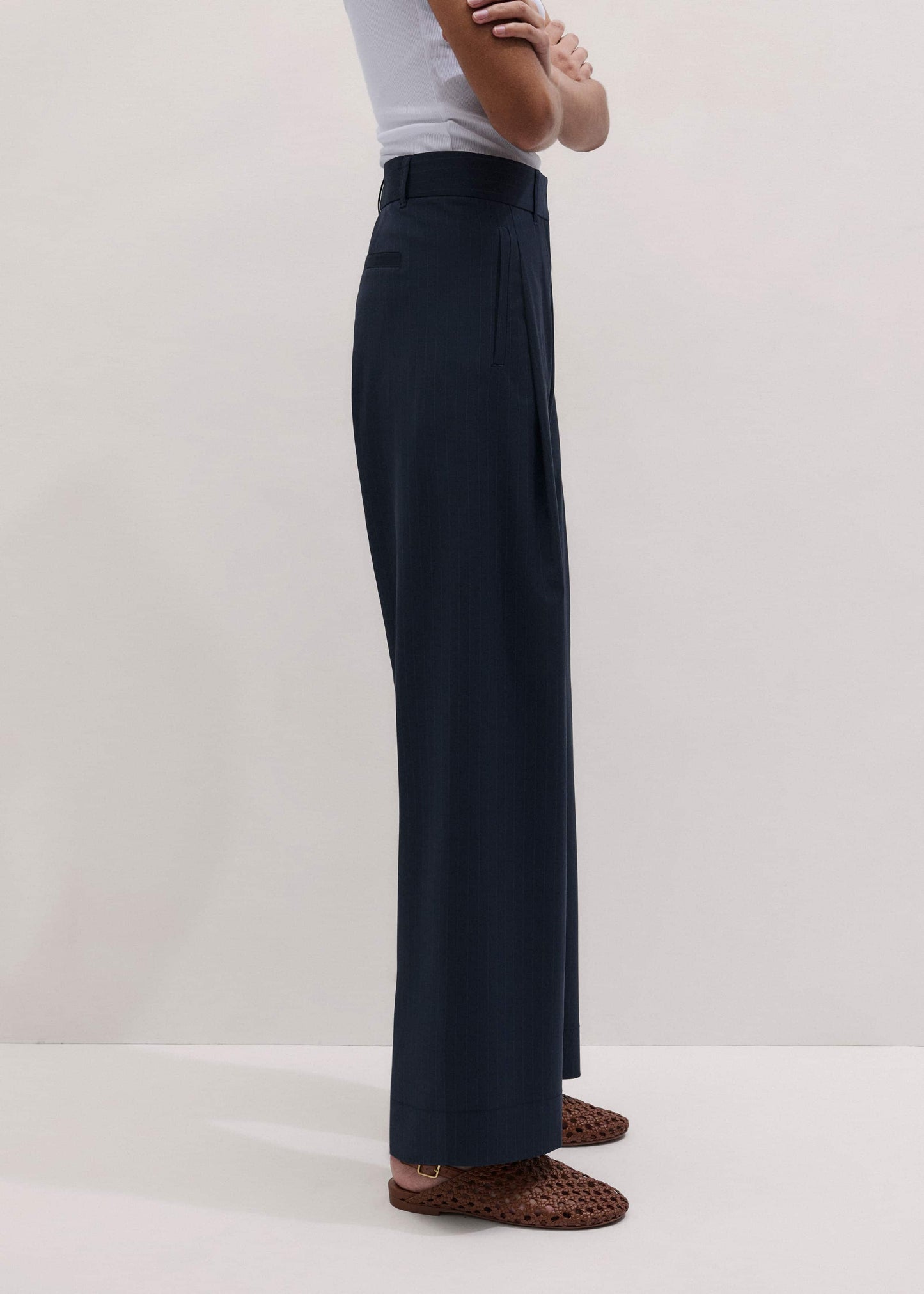 Navy Pinstripe Clever Pant