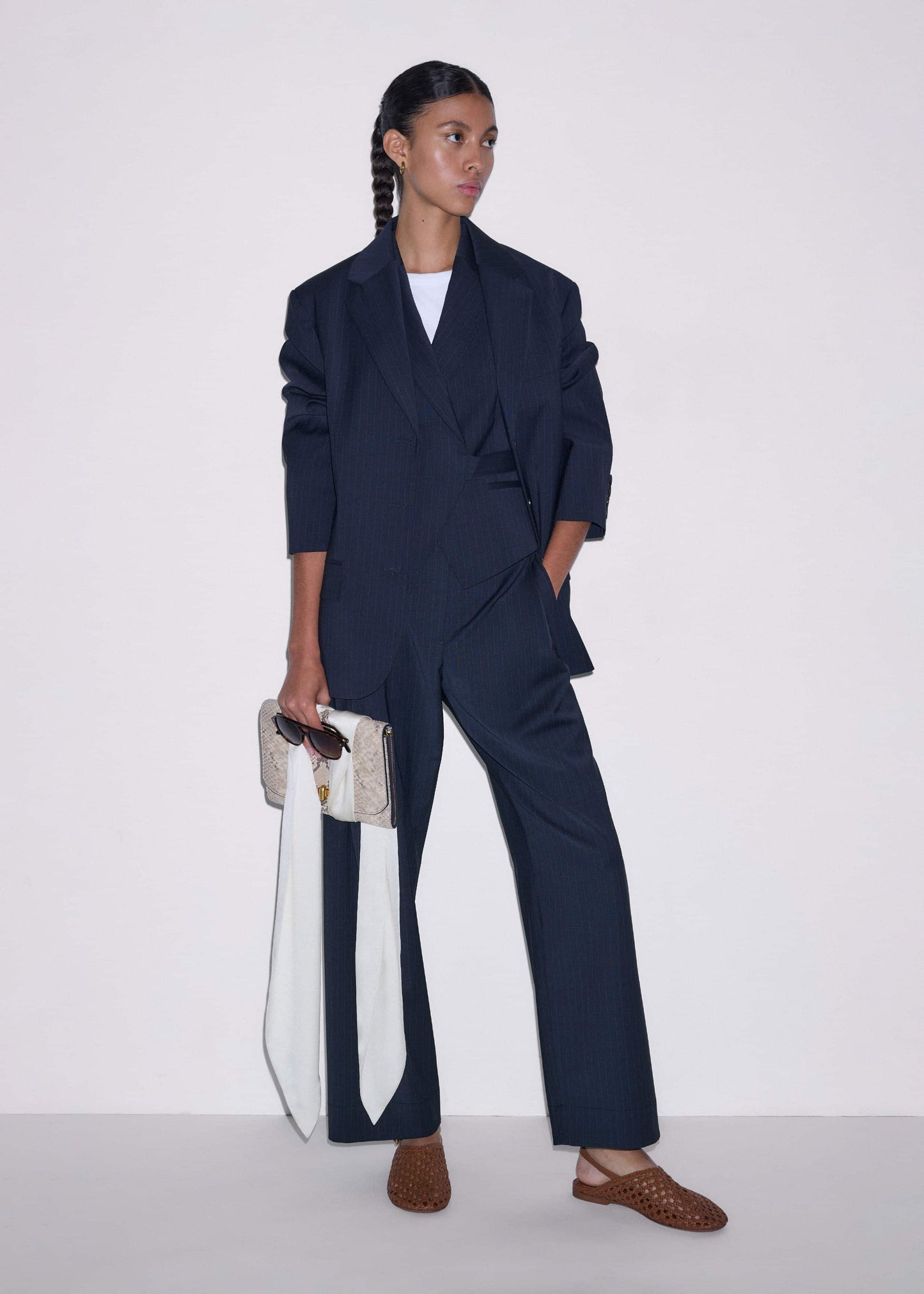Navy Pinstripe Clever Pant