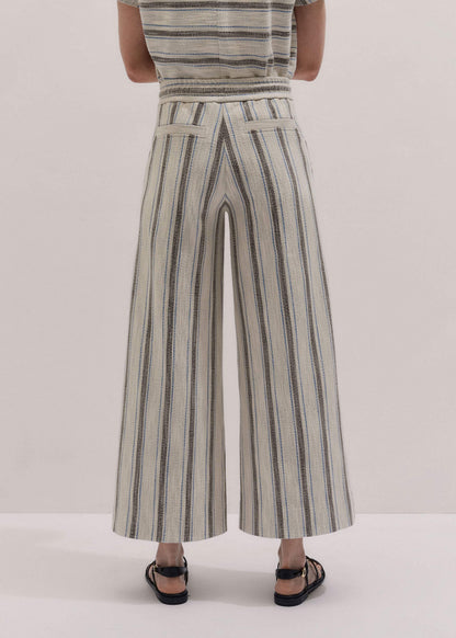 Cream Stripe Crop Track Pant