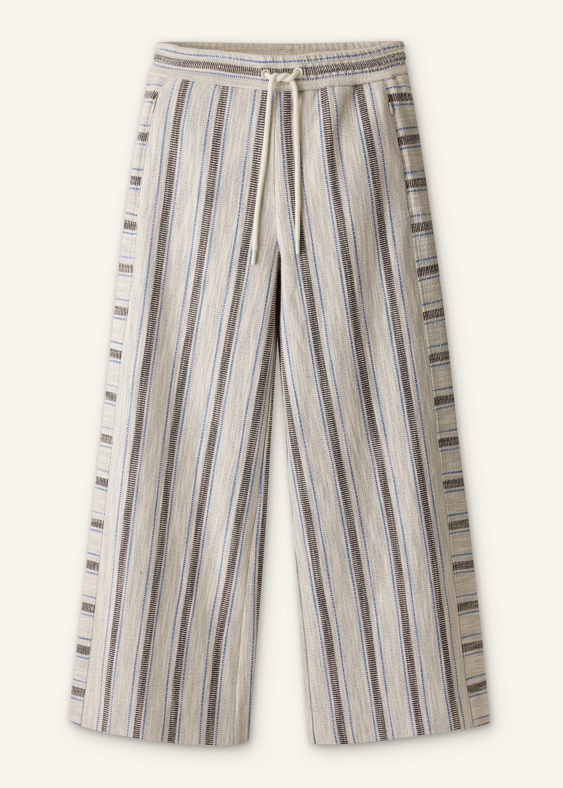 Cream Stripe Crop Track Pant