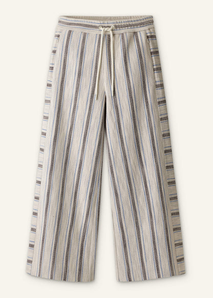 Cream Stripe Crop Track Pant