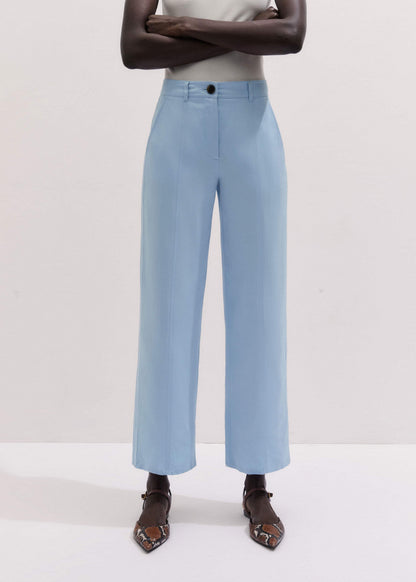 Blue Straight Crop Pant