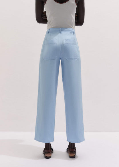Blue Straight Crop Pant