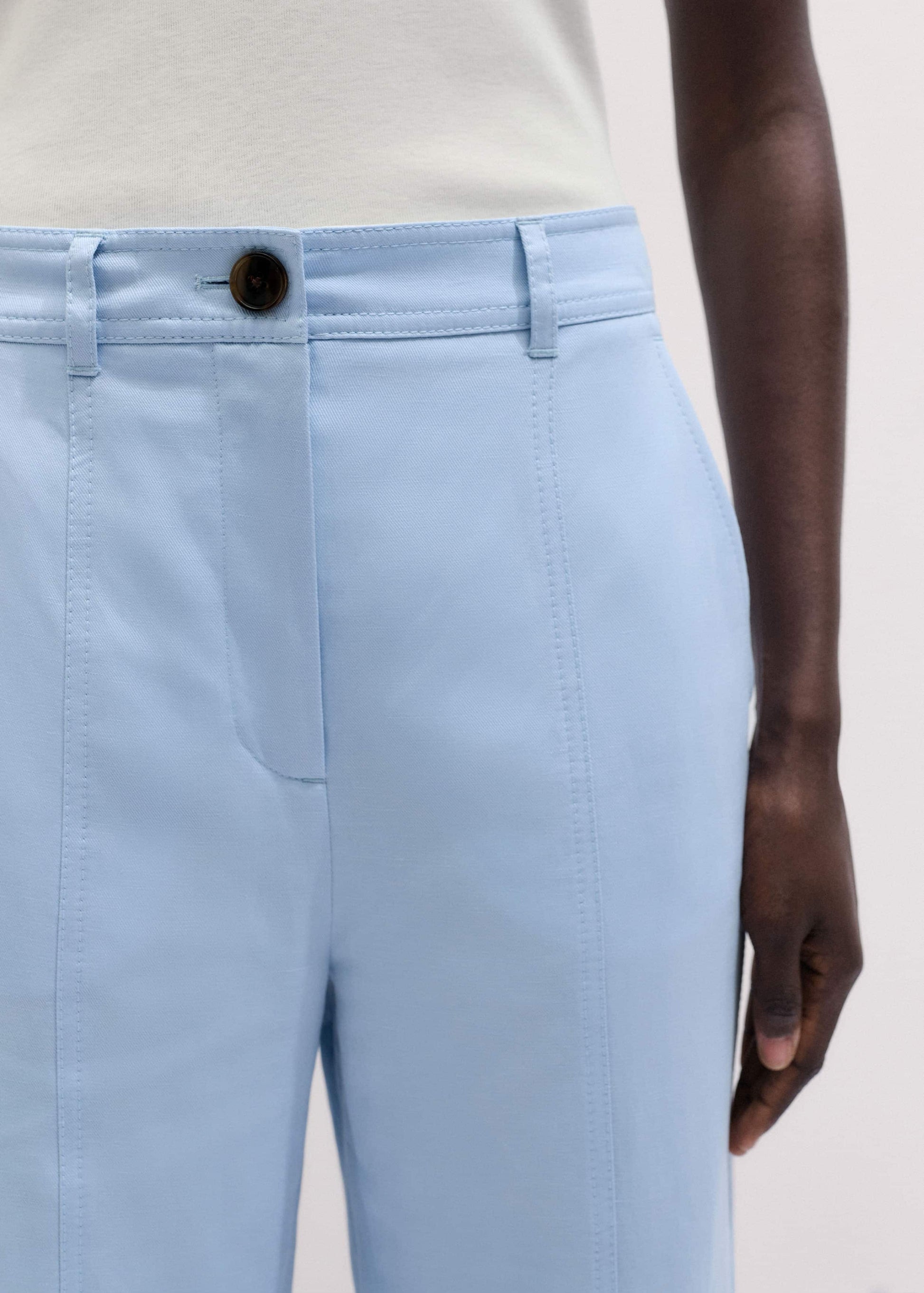 Blue Straight Crop Pant