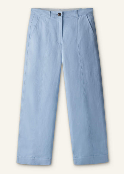 Blue Straight Crop Pant