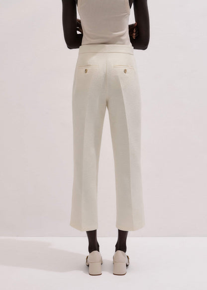 Ivory Luxe Jacquard Straight Crop Pant