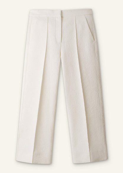 Ivory Luxe Jacquard Straight Crop Pant