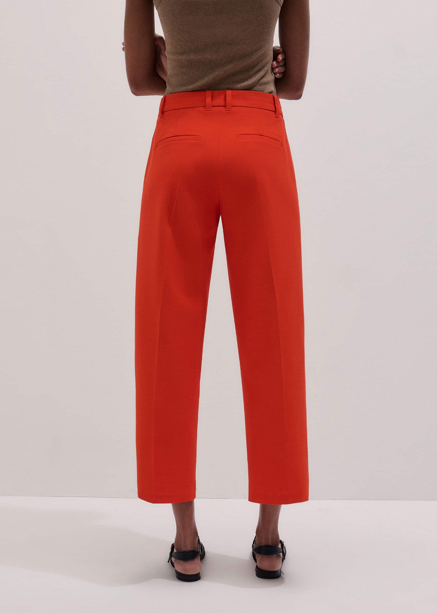 Orange Straight Crop Tailored Pant