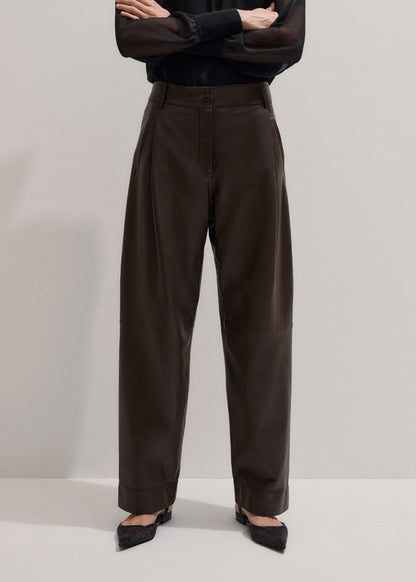 Brown Leather Clever Tapered Pant