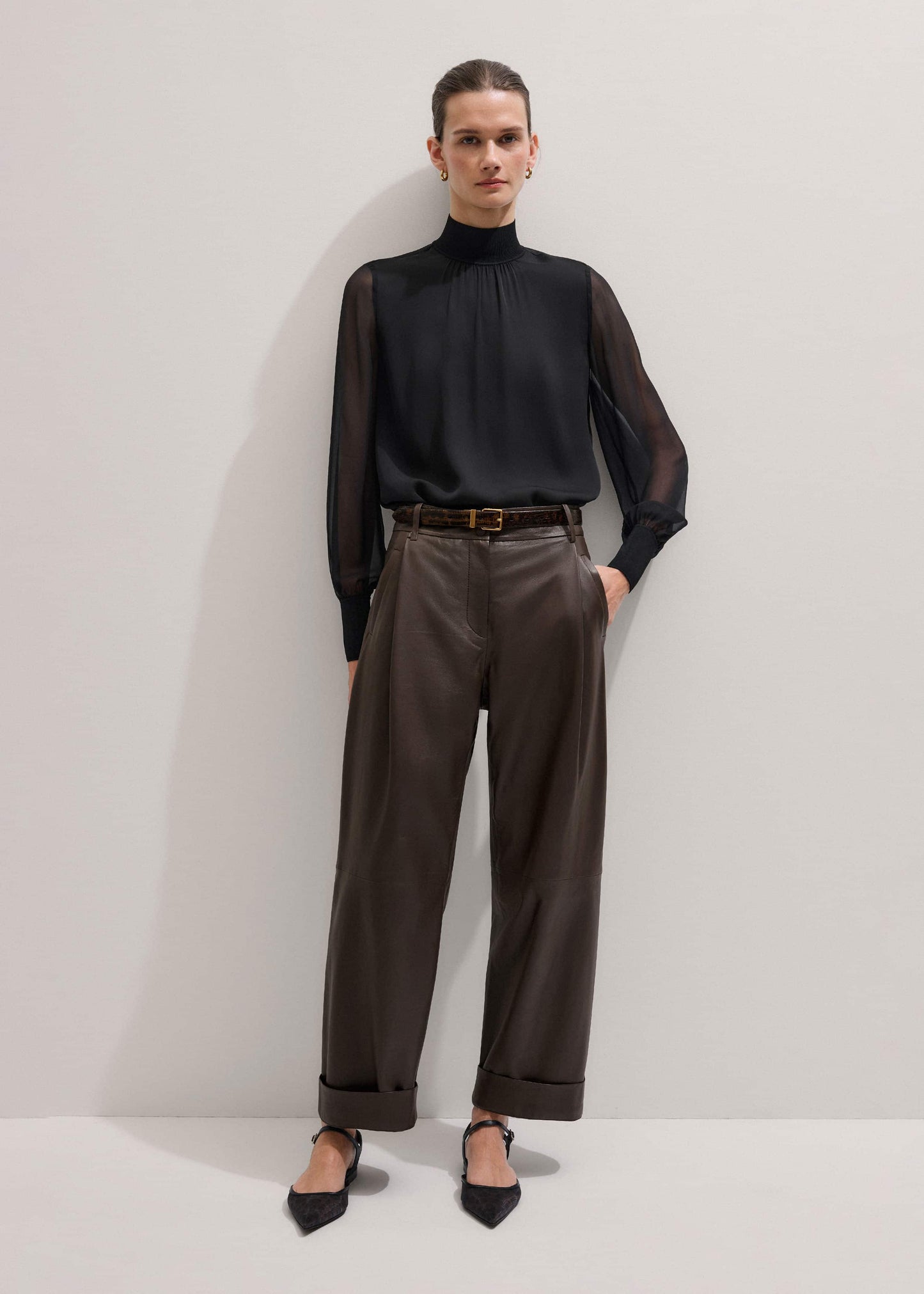 Brown Leather Clever Tapered Pant